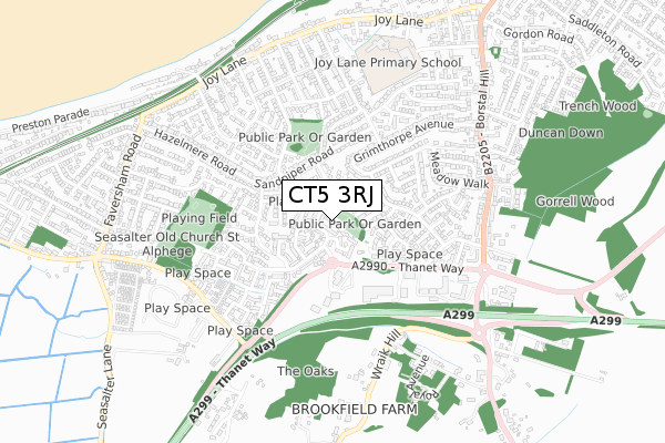 CT5 3RJ map - small scale - OS Open Zoomstack (Ordnance Survey)