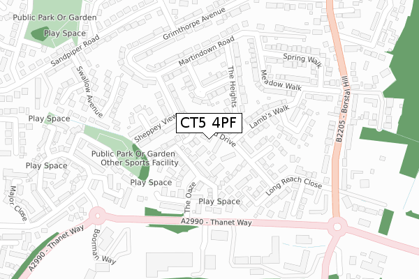 CT5 4PF map - large scale - OS Open Zoomstack (Ordnance Survey)