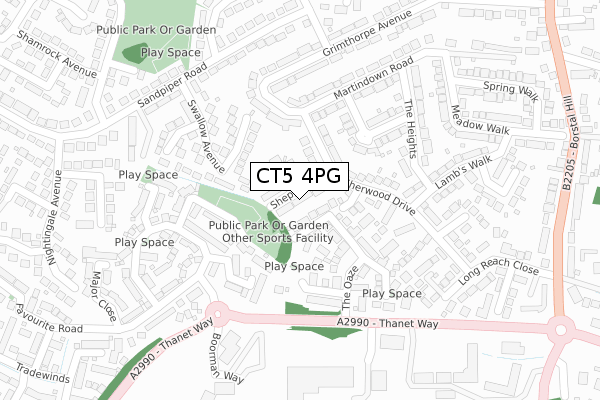 CT5 4PG map - large scale - OS Open Zoomstack (Ordnance Survey)