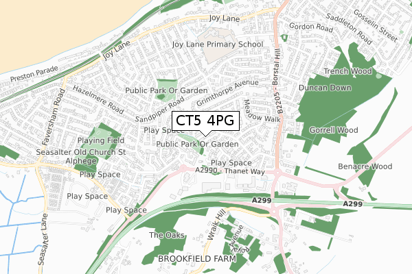 CT5 4PG map - small scale - OS Open Zoomstack (Ordnance Survey)