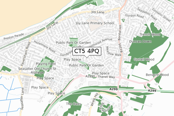 CT5 4PQ map - small scale - OS Open Zoomstack (Ordnance Survey)