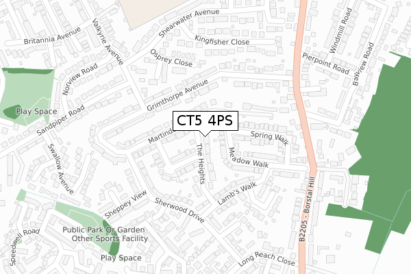 CT5 4PS map - large scale - OS Open Zoomstack (Ordnance Survey)