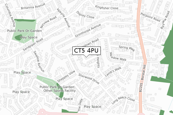 CT5 4PU map - large scale - OS Open Zoomstack (Ordnance Survey)