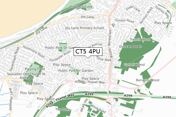 CT5 4PU map - small scale - OS Open Zoomstack (Ordnance Survey)