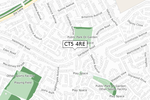 CT5 4RE map - large scale - OS Open Zoomstack (Ordnance Survey)