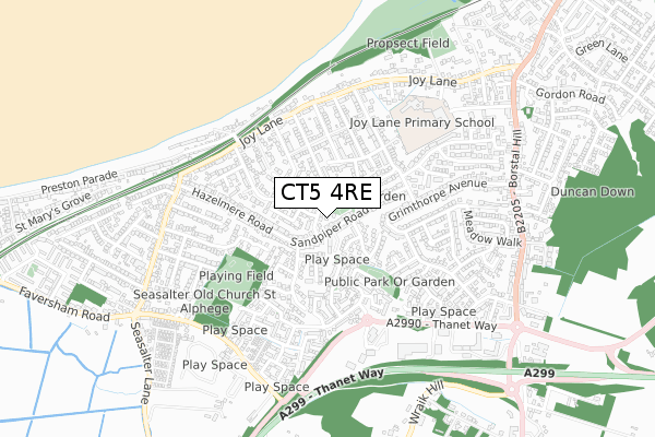 CT5 4RE map - small scale - OS Open Zoomstack (Ordnance Survey)