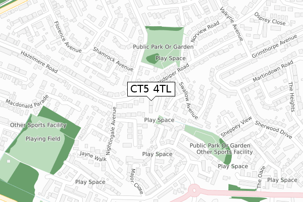 CT5 4TL map - large scale - OS Open Zoomstack (Ordnance Survey)