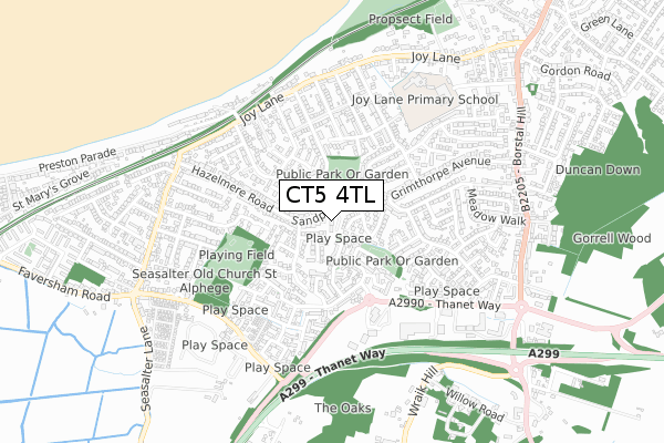 CT5 4TL map - small scale - OS Open Zoomstack (Ordnance Survey)
