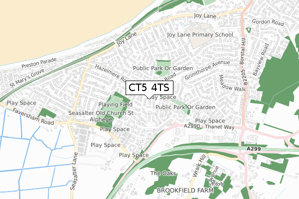 CT5 4TS map - small scale - OS Open Zoomstack (Ordnance Survey)