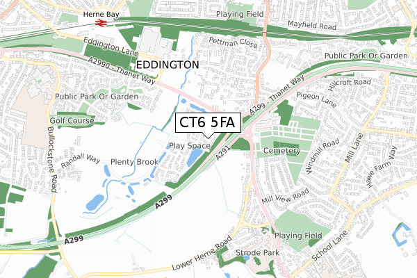 CT6 5FA map - small scale - OS Open Zoomstack (Ordnance Survey)