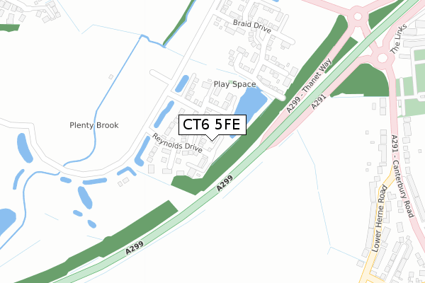 CT6 5FE map - large scale - OS Open Zoomstack (Ordnance Survey)