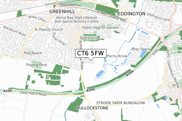 CT6 5FW map - small scale - OS Open Zoomstack (Ordnance Survey)