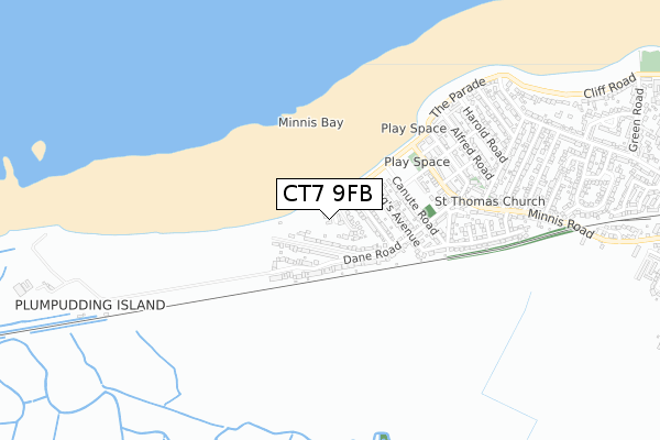 CT7 9FB map - small scale - OS Open Zoomstack (Ordnance Survey)