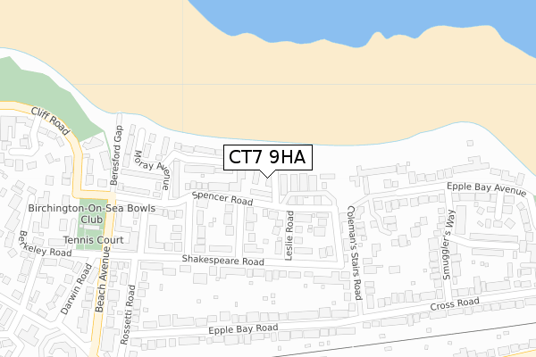 CT7 9HA map - large scale - OS Open Zoomstack (Ordnance Survey)