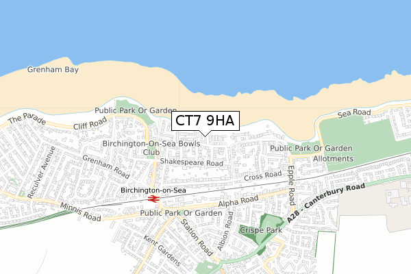 CT7 9HA map - small scale - OS Open Zoomstack (Ordnance Survey)