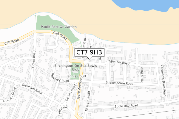 CT7 9HB map - large scale - OS Open Zoomstack (Ordnance Survey)