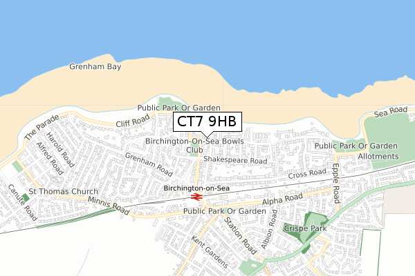 CT7 9HB map - small scale - OS Open Zoomstack (Ordnance Survey)