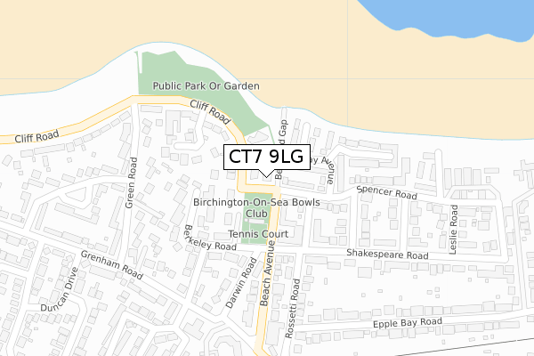 CT7 9LG map - large scale - OS Open Zoomstack (Ordnance Survey)