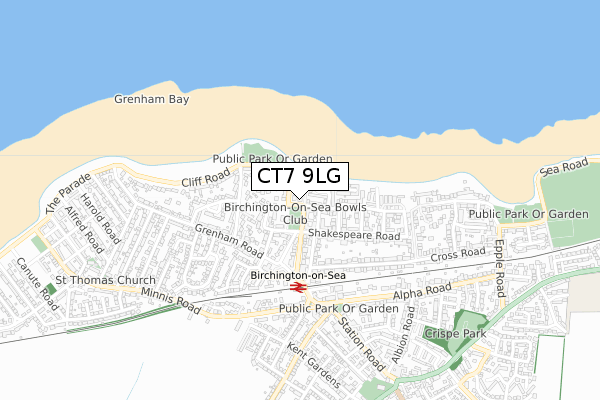 CT7 9LG map - small scale - OS Open Zoomstack (Ordnance Survey)