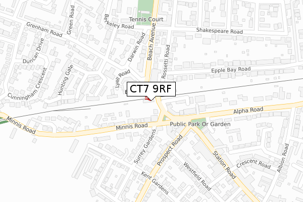 CT7 9RF map - large scale - OS Open Zoomstack (Ordnance Survey)