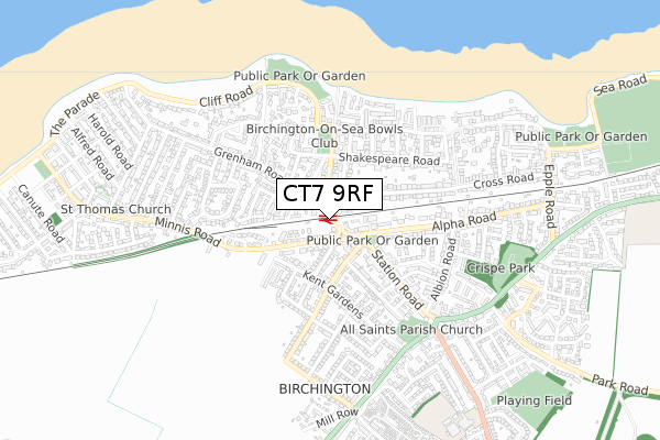 CT7 9RF map - small scale - OS Open Zoomstack (Ordnance Survey)