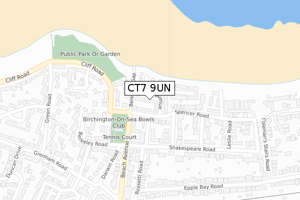 CT7 9UN map - large scale - OS Open Zoomstack (Ordnance Survey)