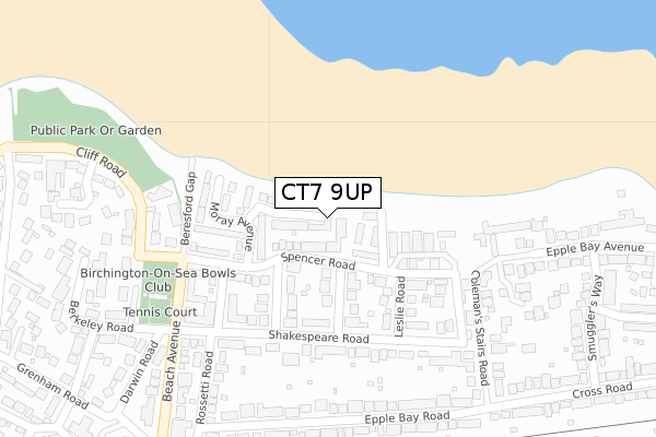 CT7 9UP map - large scale - OS Open Zoomstack (Ordnance Survey)