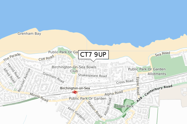 CT7 9UP map - small scale - OS Open Zoomstack (Ordnance Survey)