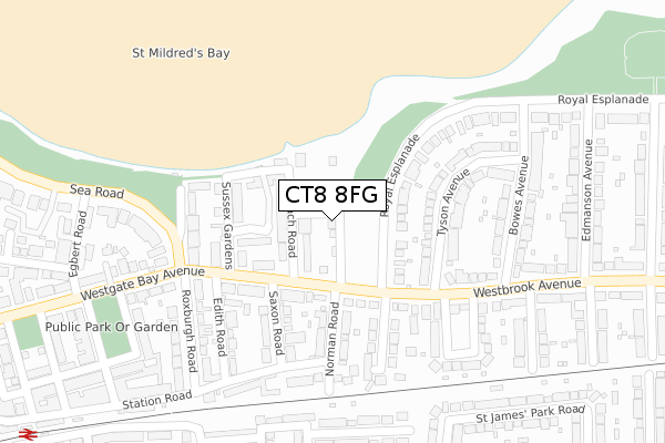 CT8 8FG map - large scale - OS Open Zoomstack (Ordnance Survey)