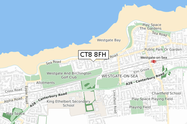 CT8 8FH map - small scale - OS Open Zoomstack (Ordnance Survey)