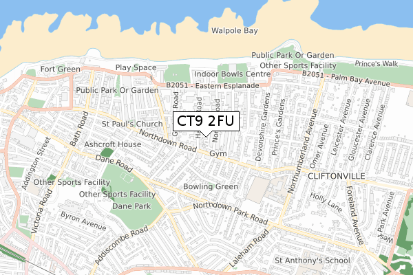 CT9 2FU map - small scale - OS Open Zoomstack (Ordnance Survey)