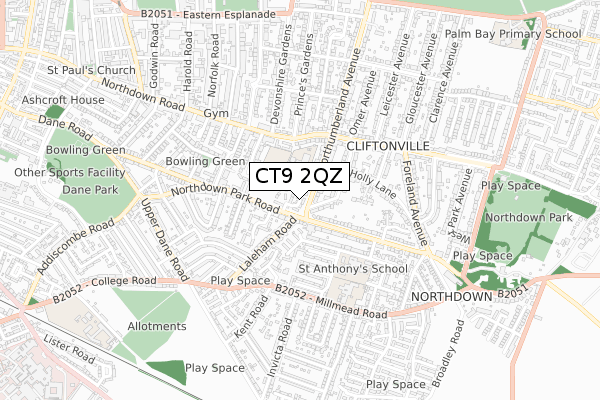 CT9 2QZ map - small scale - OS Open Zoomstack (Ordnance Survey)