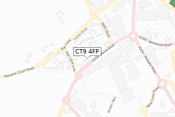 CT9 4FP map - large scale - OS Open Zoomstack (Ordnance Survey)