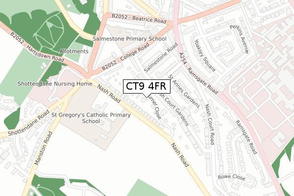 CT9 4FR map - large scale - OS Open Zoomstack (Ordnance Survey)