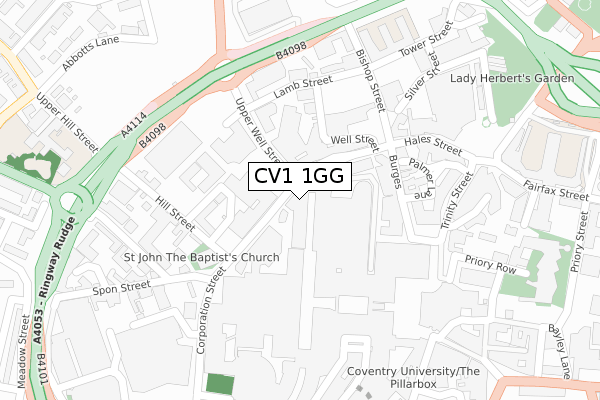 CV1 1GG map - large scale - OS Open Zoomstack (Ordnance Survey)