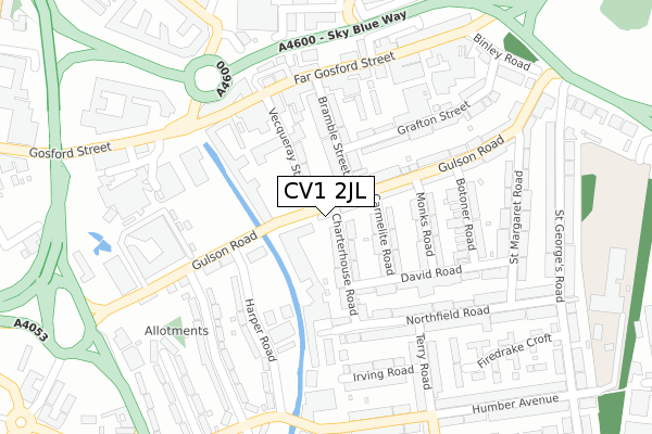 CV1 2JL map - large scale - OS Open Zoomstack (Ordnance Survey)