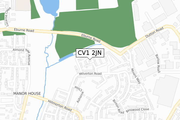 CV1 2JN map - large scale - OS Open Zoomstack (Ordnance Survey)