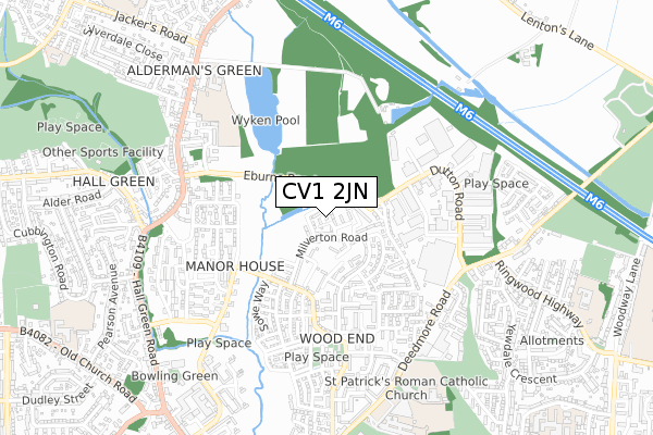 CV1 2JN map - small scale - OS Open Zoomstack (Ordnance Survey)