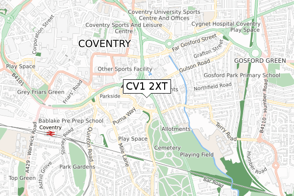 CV1 2XT map - small scale - OS Open Zoomstack (Ordnance Survey) CV1 2XT map - small scale - OS Open Zoomstack (Ordnance Survey)