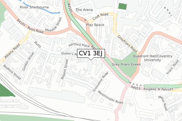 CV1 3EJ map - large scale - OS Open Zoomstack (Ordnance Survey)