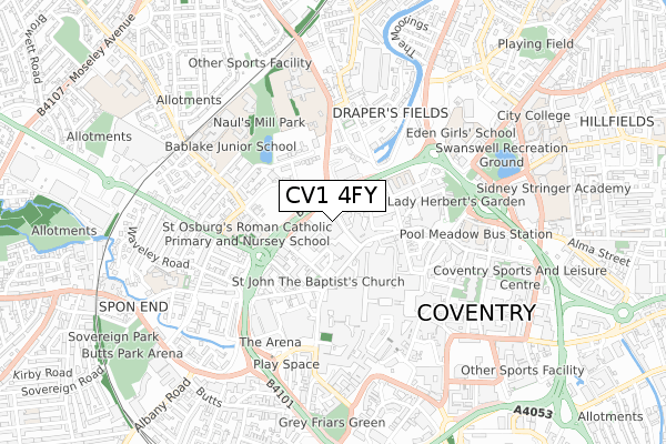 CV1 4FY map - small scale - OS Open Zoomstack (Ordnance Survey) CV1 4FY map - small scale - OS Open Zoomstack (Ordnance Survey)