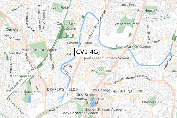 CV1 4GJ map - small scale - OS Open Zoomstack (Ordnance Survey) CV1 4GJ map - small scale - OS Open Zoomstack (Ordnance Survey)