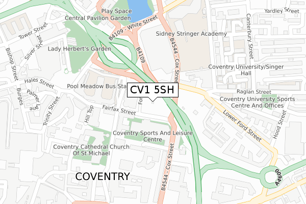 CV1 5SH map - large scale - OS Open Zoomstack (Ordnance Survey)