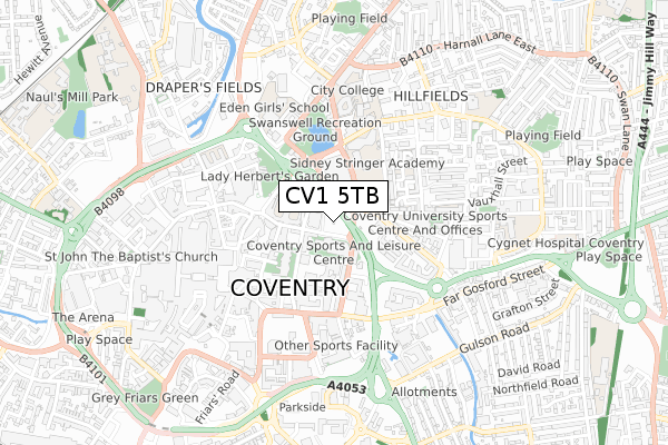 CV1 5TB map - small scale - OS Open Zoomstack (Ordnance Survey)