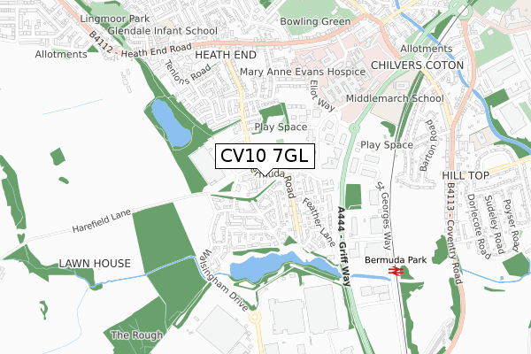 CV10 7GL map - small scale - OS Open Zoomstack (Ordnance Survey)
