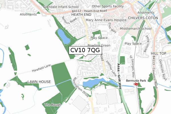 CV10 7QG map - small scale - OS Open Zoomstack (Ordnance Survey)