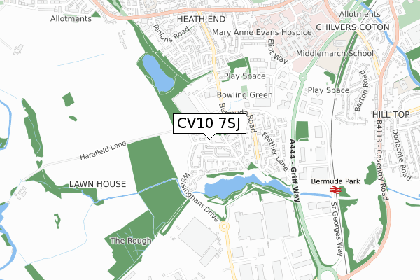 CV10 7SJ map - small scale - OS Open Zoomstack (Ordnance Survey)