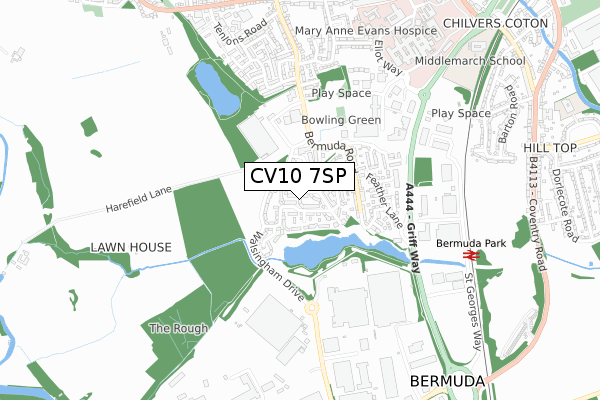 CV10 7SP map - small scale - OS Open Zoomstack (Ordnance Survey)