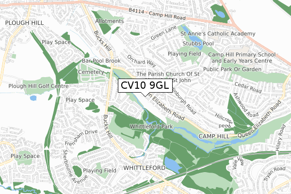 CV10 9GL map - small scale - OS Open Zoomstack (Ordnance Survey)