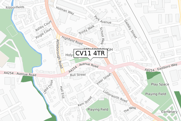 CV11 4TR map - large scale - OS Open Zoomstack (Ordnance Survey)